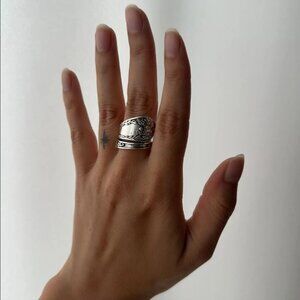 Silver Spoon Ring Adjustable Size 6 Open Band Boho Western
